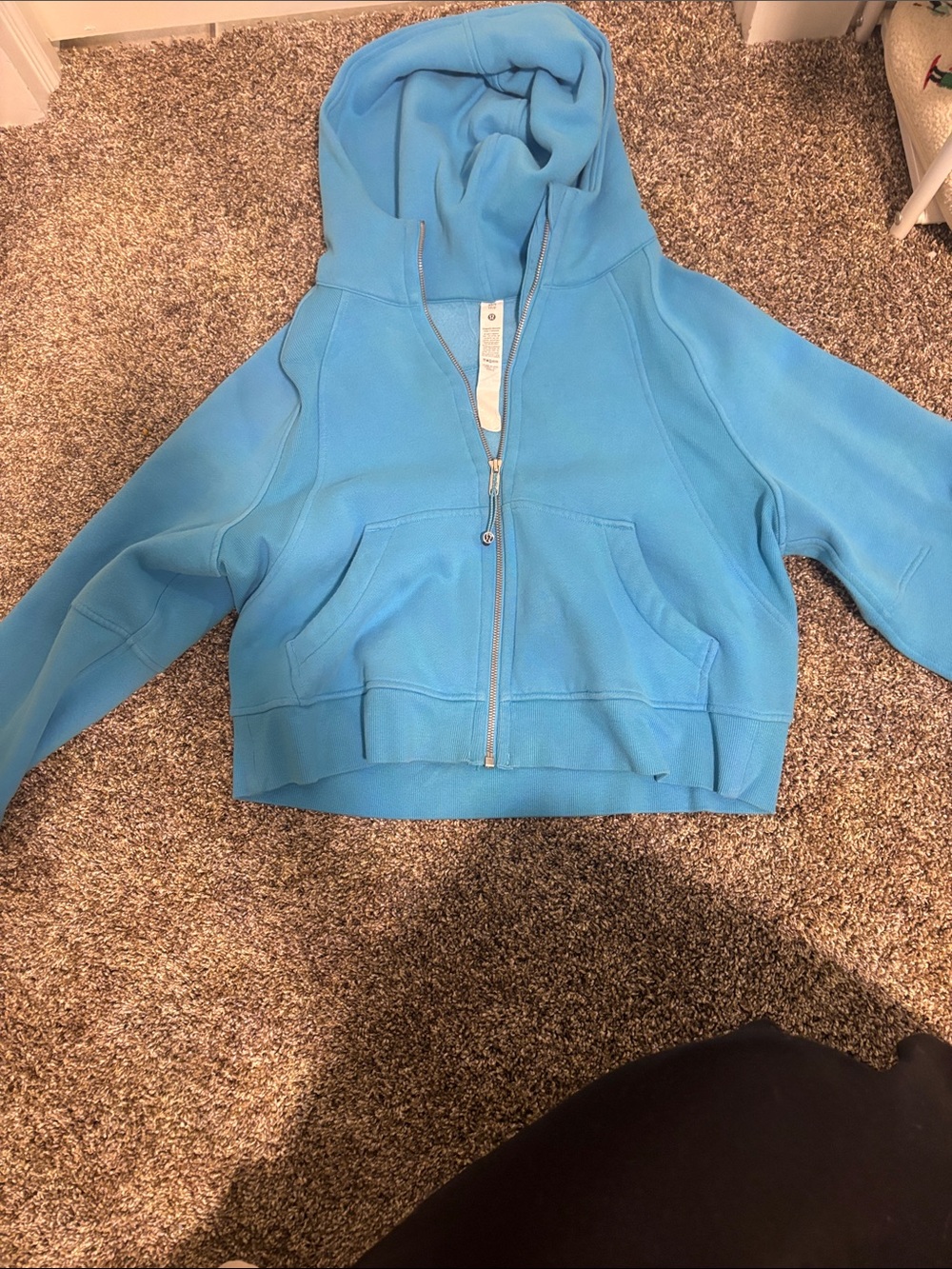 lululemon athletica Light Blue Cropped Hooded Zip Sweatshirt